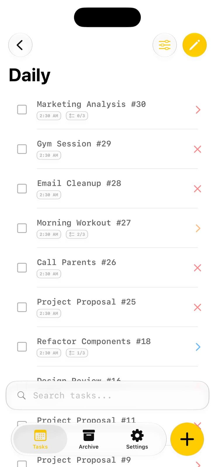 TimesOut daily task checklist interface